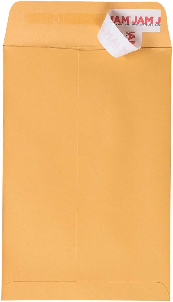 JAM PAPER 6 x 9 Open End Catalog Envelopes with Peel and Seal Closure - Brown Kraft Manila - Bulk 500/Carton