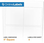 4 x 4 Square Label - Pack of 4,000 Labels, 1,000 Sheets - Inkjet/Laser Printer - Online Labels