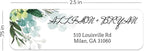 Clear Floral Greenery Rolled Address Labels / 500 Personalized Return Address Labels/Custom Address Stickers in Elegant Plastic Dispenser
