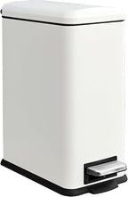 Bathroom Trash Can, 2.6 Gallon Trash Can with Lid, Stainless Steel Pedal Trash Bin with Removable Liner for Bathroom, Bedroom, Kitchen, Office,10 Liter White Garbage Can