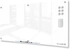 J&J worldwide Glass Whiteboard, Magnetic Brilliance White Glass Dry Erase Board 6' x 4', Includes Markers, Marker Tray, Eraser for Wall, Office, Home, School