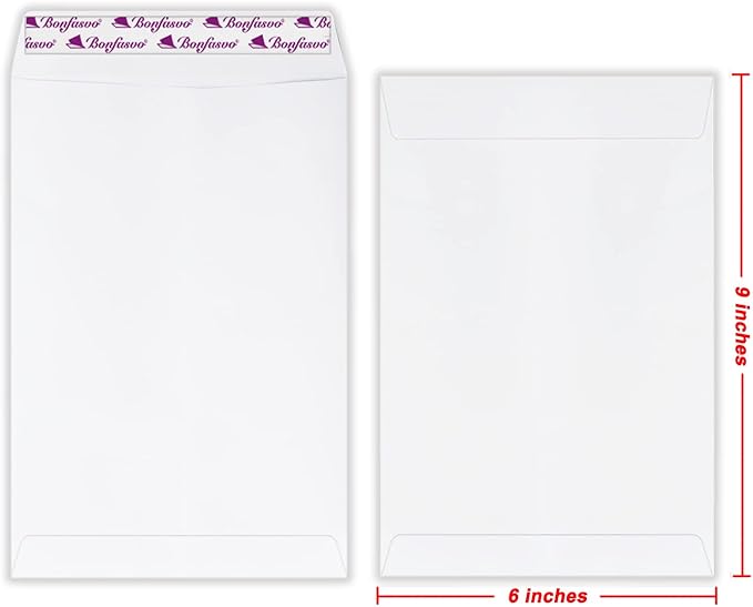 300 Pack 6x9 White Catalog Envelopes Peel & Seal Security Mailing Envelopes 120GSM Kraft Paper self Seal Envelopes for Invitations Papers Photos Documents Pictures Papers Files