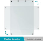 Glass Dry Erase Board, 36 x 24 Inches Magnetic Glass Whiteboard for Wall, 3' x 2' Frameless Board for Office, Home, School