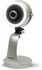 Movo WebMic HD Pro All-in-One Webcam with Mic and Ring Light in Silver- 1080p HD Camera, Pro Cardioid Condenser Microphone, LED Ring Light -HD Webcam for Streaming, Video Calls, Recording, Gaming