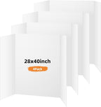 4 Pack Trifold Poster Board, 28x40 Inches White Presentation Board, Portable Display Board for Science Fair, School DIY Project and Business Exhibitions