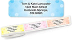 Pastel Dots Rolled Personalized Return Address Mailing Labels with Dispenser, Set of 250, 5 Designs, Small ¾ x 2½ Inch Size, Custom Self-Adhesive Sticker Roll, by Colorful Images