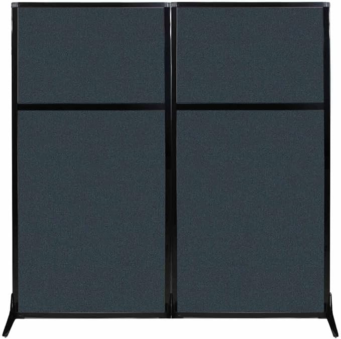 Versare Workstation Partition | Portable Wall Divider | Modern Office Cubicle | Free Standing Privacy Screen | Flexible Work Space | 66" x 70" Blue Spruce Fabric Panels