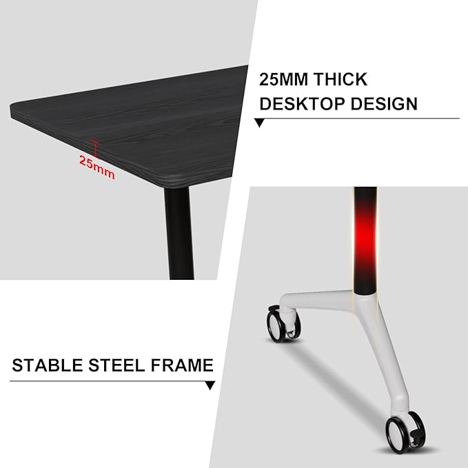 Conference Room Table with Flip-Top Design for Dynamic Meetings, Business Table Computer Desk with Heavy-Duty Frame,Foldable Seminar Meeting Tables for Home Office (6, F, 61IN)