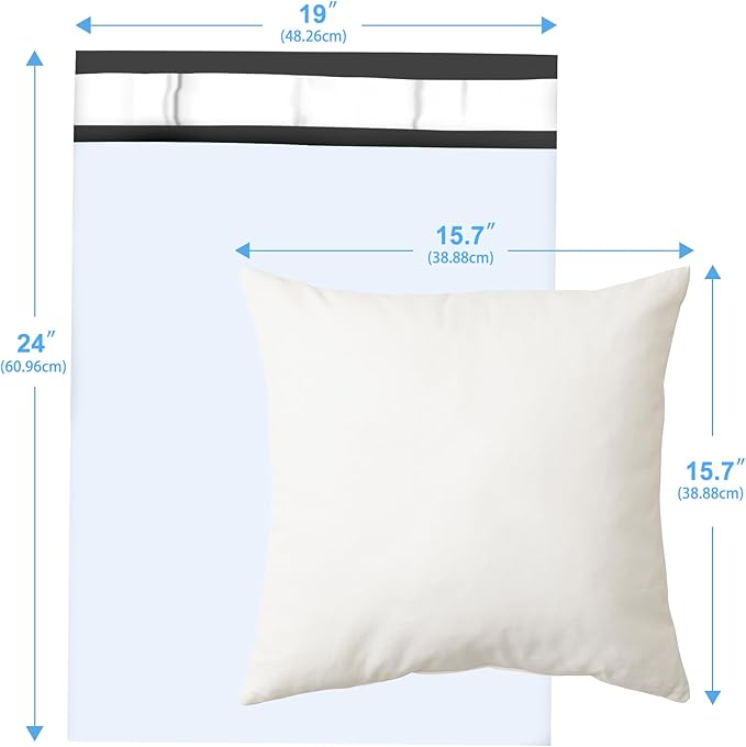 Large Poly Mailers 19x24 Inch 100 Pack, Shipping Bags for Clothing with Self-Sealing Tear-Resistant, Waterproof Poly Bags, Mailing Envelopes for Small Business (White)