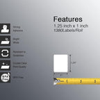 BETCKEY - 1.25" x 1" (32 mm x 25 mm) UPC Barcode & Address Labels Compatible with Zebra & More Label Printer,Premium Adhesive & Perforated [6 Rolls, 8280 Labels]