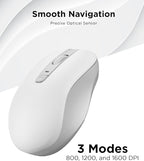 Lenovo Bluetooth Silent Mouse (WL300) - 5 Button Computer Mouse with Silent Left & Right Click – Sculpted Grip, Microsoft Swift Pair, Up to 1600 DPI (White)