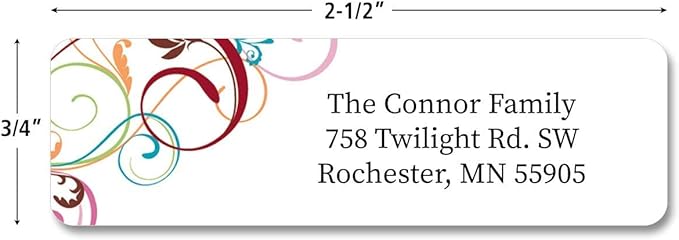 Colorful Images Fantasia Rolled Personalized Return Address Mailing Labels with Dispenser, Customize with Name & Shipping Address, 500 ¾” x 2½” Self Adhesive, Easy Peel Label Roll