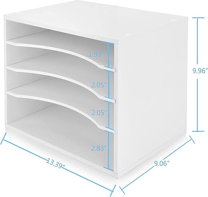 Paper Organzier Wood Desktop Organizer Storage Letter Tray File Sorter with Adjustable Shelves for Home Office