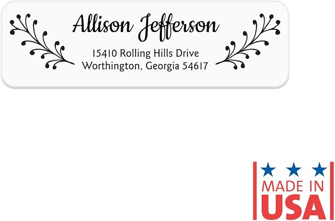 Modern Black and White Rolled Address Labels / 250 Personalized Return Address Labels/Designer Address Stickers in Elegant Plastic Dispenser
