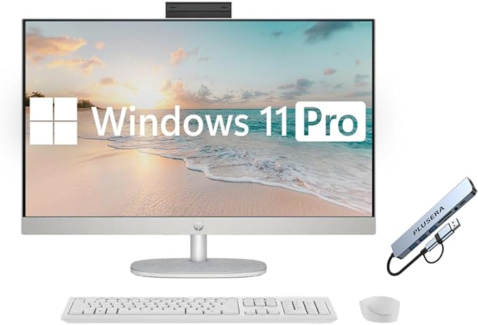 HP 27" FHD All-in-One Computer, 12-Cores Intel Core Ultra 7, 32GB DDR5 RAM 1.5TB Storage (1TB SSD+512GB Docking Station Set), Windows 11 Pro with Microsoft Office Included, White