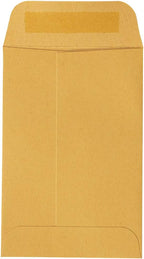 JAM PAPER #4 Coin Business Commercial Envelopes with Peel and Seal Closure - 3 x 4 1/2 - Brown Kraft Manila - 100/Pack