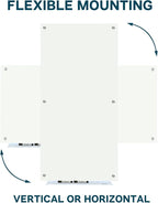 J&J worldwide Glass Dry Erase Board 6' x 4', Glass Whiteboard Magnetic, Large Frameless Glass White Boards for Walls, Includes Magnets, Marker Tray, Eraser for Office, Home, School