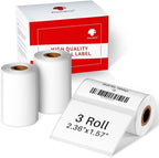 Phomemo 3 Roll 2.36"x 1.57" Thermal Sticker Label, 180 Labels/Roll Compatible with M220, M250, M260,M200, M221 Printer, Strong Permanent Adhesive, for Customer Mailer, Address, Business Letter
