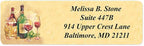 Vintage Wine Designer Rolled Address Labels with Elegant Plastic Dispenser