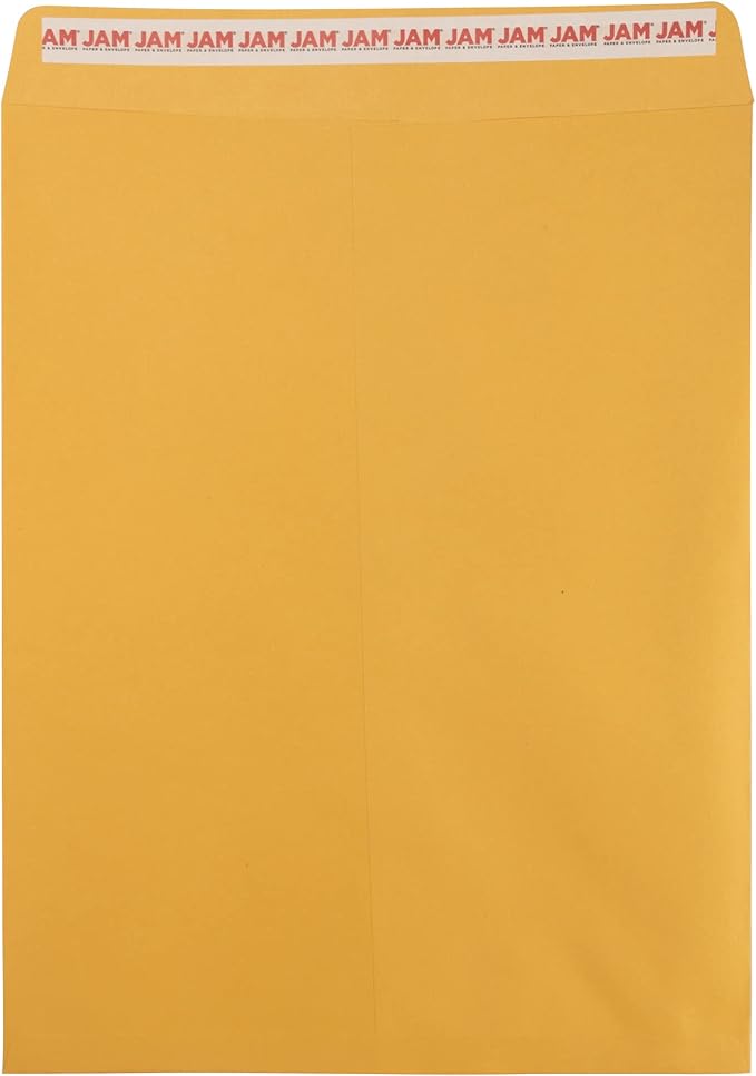 JAM PAPER 12 x 15 1/2 Open End Catalog Envelopes with Peel and Seal Closure - Brown Kraft - Bulk 500/Box