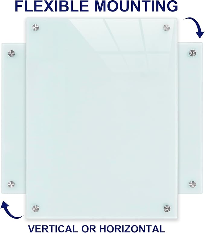 Glass Magnetic White Board - 48 x36 Inches Frameless Dry Erase Whiteboard for Wall, Writing Board for Meeting, Wall Mounted Glass Board for Office and Schools