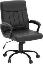 CLATINA Mid Back Leather Office Executive Chair with Lumbar Support and Padded Armrestes Swivel Adjustable Ergonomic Design for Home Computer Desk 2 Pack