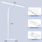 Desk Lamp Architect Task Dual Head Modern Flexible Gooseneck Tall Dimmable Light for Home Office, 5 Color Modes,Remote Control, 1500lm 24W Extra Bright Lighting