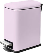 Pink Trash Can, 1.3 Gallon Bathroom Trash Can with Lid, Stainless Steel Pedal Trash Bin Removal Inner Bucket, Small Grabage Can for Bathroom,Bedroom,Home Office