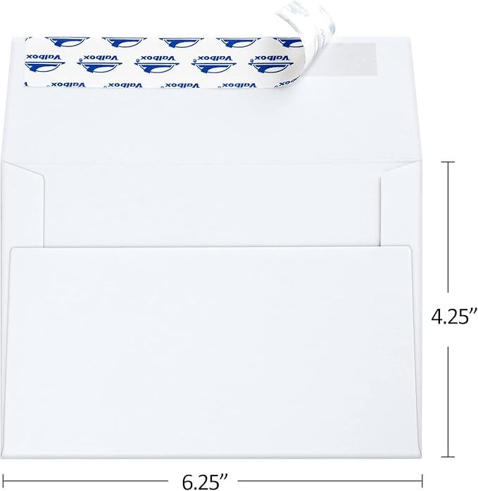 ValBox A4 Photo Envelopes 100 Qty 4 x 6 White Kraft Paper Envelopes Self Seal for 4x6 Cards, Photos, Weddings, Invitations, Baby Shower, 4.25 x 6.25 Inches (A4)