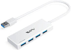 USB 3.0 Hub,4 Port USB Splitter Extender Portable Adapter Multiport Data Hub for Laptop,Xbox, Flash Drive,HDD,Console,Camera,Keyborad,Mouse Windows,Mac OS PC,Not Designed to Charge Devices-White