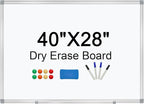 H-Qprobd Dry Erase Board for Wall Aluminum Presentation Magnetic Whiteboard with Long Pen Tray, Wall-Mounted White Board for School, Office and Home (40"x28")