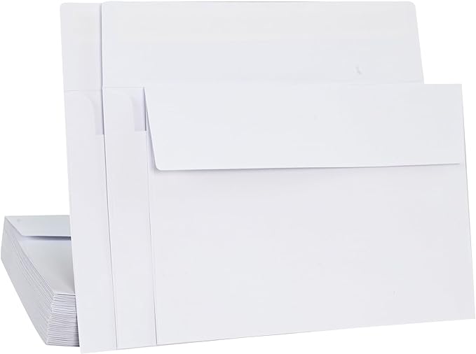100 Pack 4x6 White A4 Envelopes - Self Seal for Weddings, Invitations, Greeting Cards & Mailing