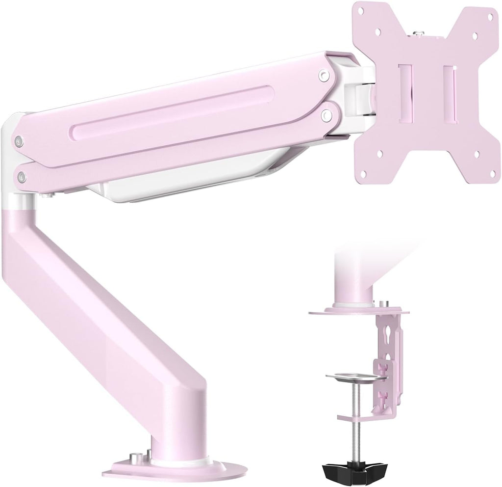 Suptek Monitor Mount Gas Spring Monitor Arm Desk Mount Fully Adjustable Fits 17-32 inch Monitors Weight Capacity up to 22 lbs,Pink(MD8PINK)