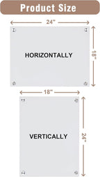 Magnetic Glass Whiteboard，24"x18" Wall Mounted Frameless Dry Erase Board for Office, Home & School Ultra White