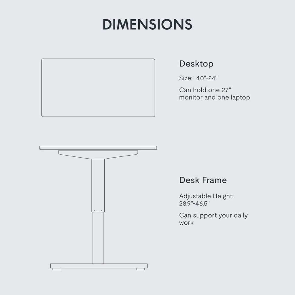 FLEXISPOT EN1 Whole-Piece Standing Desk Electric Stand Up Desk Workstation 40 x 24 Inches Desktop Ergonomic Height Adjustable (White Frame + 40" White Desktop)