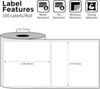 Phomemo Multi-Purpose Square Self-Adhesive Label for Phomemo M220/M250/M260/M221/M200/M421 Label Printer 2.75" x 3.14"(70x80mm), 100 Pcs/Roll Black on White