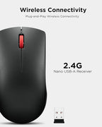Lenovo Wireless Mouse (WL150) - 2.4G Nano USB-A Ambidextrous Ergonomic Mouse – 3-Million Clicks, 1,000 DPI – Portable Compact Cordless Design - Computer & Laptop Accessories