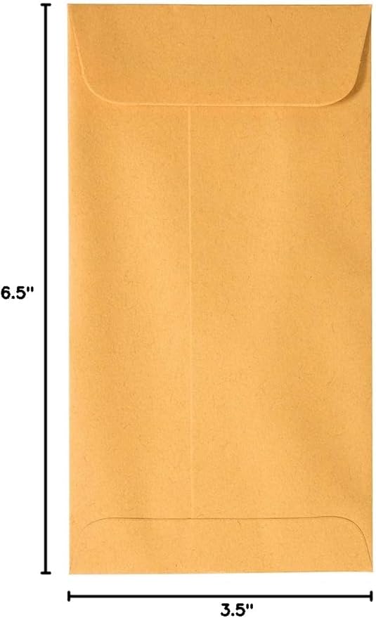JAM PAPER #7 Coin Business Envelopes with Peel and Seal Closure - 3 1/2 x 6 1/2 - Brown Kraft Manila - 100/Pack
