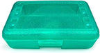 Craft County | Transparent Pencil Box | Colored Utility Box Storage Office Supplies Organizer | Green Sparkle