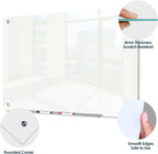 J&J worldwide Glass Whiteboard 47"x35", Magnetic White Board Glass Dry Erase Board Large Frameless Glass White Board for Office, Home & School with Marker Tray & Markers