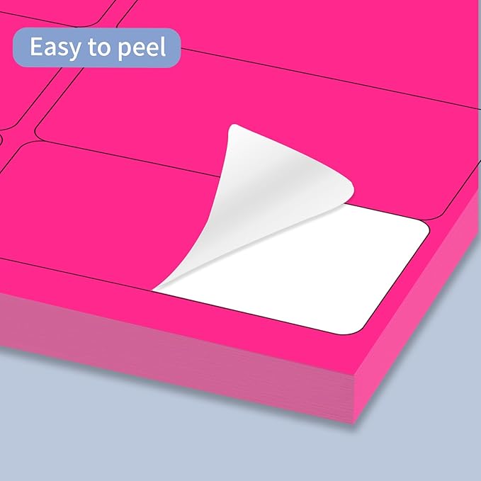STARLIBOO Shipping Labels Stickers, 2"×4" Printable Fluorescent Mailing Labels for Laser/Inkjet Printing- Matte, Permanent Adhesive Sticker (Fluorescent Pink)