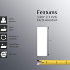 BETCKEY - 3" x 1" (76 mm x 25 mm) UPC Barcode & Address Labels Compatible with Zebra & Rollo Label Printer,Premium Adhesive & Perforated [10 Rolls, 13750 Labels]