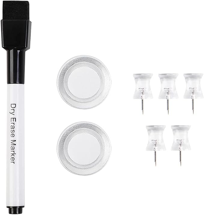 VUSIGN Monthly Calendar Whiteboard Dry Erase Cork Board Combo, 18" x 24" Planning Board, Silver Aluminium Frame