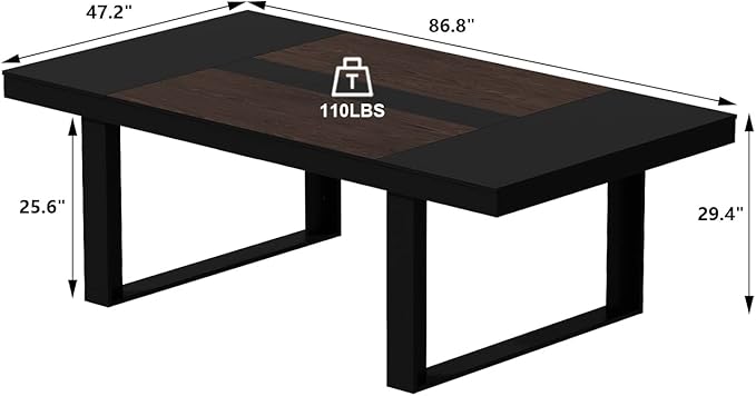 ECACAD 7FT Conference Table for 6-8 People, Large Rectangular Meeting Table, Modern Seminar Table for Office Meeting Conference Room, Black and Deep Brown (86.8”L x 47.2”W x 29.4”H)