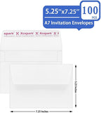 100 Qty Printable A7 Invitation Envelopes 5.25X7.25 inches Cards, Self Seal 120GSM white Paper Envelopes for Invitations, Papers, Photos, Documents, Wedding, Baby Shower, Easy to Seal Peel