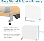 VaRoom Studio Wing Desktop Privacy Panel – Frosted Acrylic Clamp-on Desk Divider –23” W x 18”H Partition