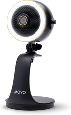 Movo WebMic HD Pro All-in-One Webcam with Microphone and Ring Light- 1080p HD Camera, Pro Cardioid Condenser Microphone, LED Ring Light -HD Webcam for Streaming, Video Conferencing, Recording, Gaming