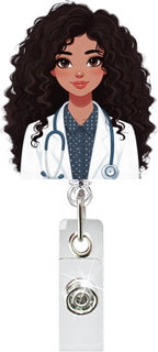 Doctor ID Badge Reel Holder Retractable Medical Badge Reels Designs Cute and Funny Doctor ID Badge Shirt Clip Holders for Teacher Office Retractable Nursing Social Worker Badge Reel Accessories