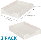 Letter Tray/Paper Tray Organizer for Desk/Stackable Letter Tray Paper Holder File Organizer for Office Supplies School Home Desk Accessories (White) 2Pcs