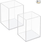 2 Pack Acrylic Pen Pencil Holder, Clear Makeup Brush Holder Cup Storage Office Desktop Desk Table Stationery Organizer